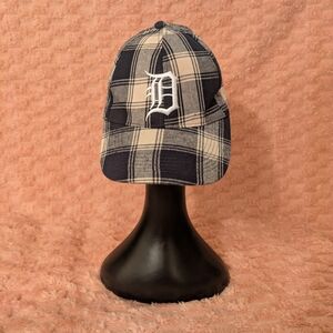 Plaid Baseball Cap with Embroidered Letter